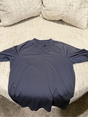 Nike Men’s Dark Blue Short-Sleeve Henley Polo
